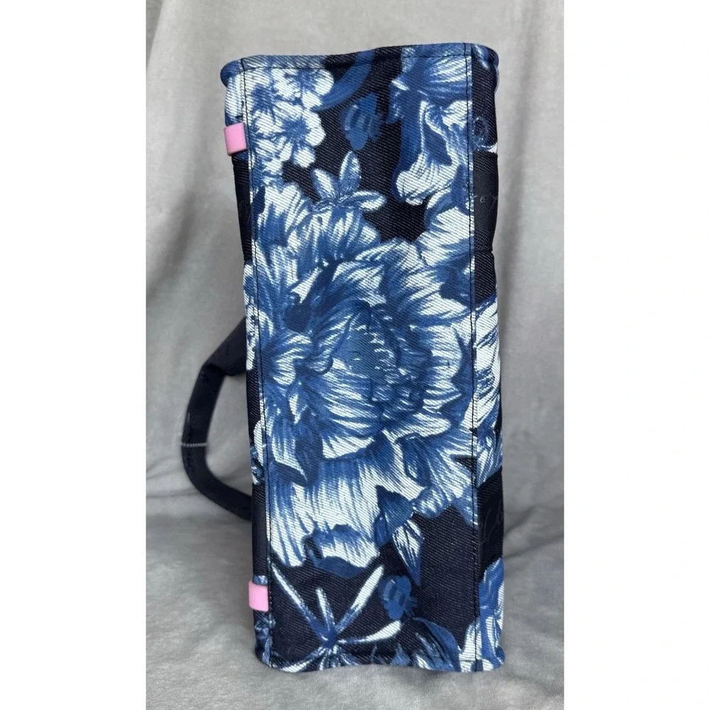 Betsey Johnson Denim Bag Tote Blue Floral Embroidered Handbag Satchel Crossbody